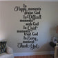 Inspirational wall decal with 'In Happy moments Praise God' scripture-style text