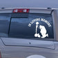 Praying soldier memorial car decal with white silhouette and curved text