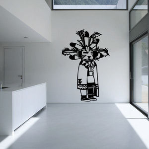 Native chief decal showing black-and-white standing figure with headdress