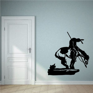 Black cowboy riding a horse vinyl wall decal sticker