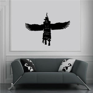 Black winged angel wall decal silhouette, standing with arms out