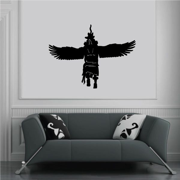 Black winged angel wall decal silhouette, standing with arms out