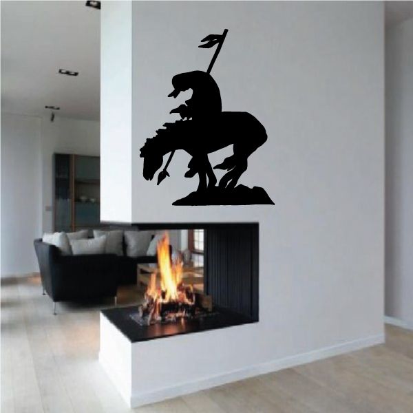 Black cowboy on horseback wall decal silhouette
