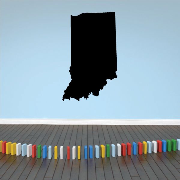 Indiana state decal with black Indiana outline silhouette