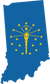 Indiana state flag shape sticker with blue background, gold torch and surrounding stars