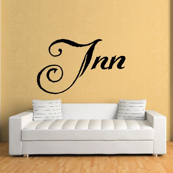 Vinyl wall decal with Inn script lettering in black