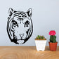 Tiger head wall decal, bold black graphic of a snarling tiger face.