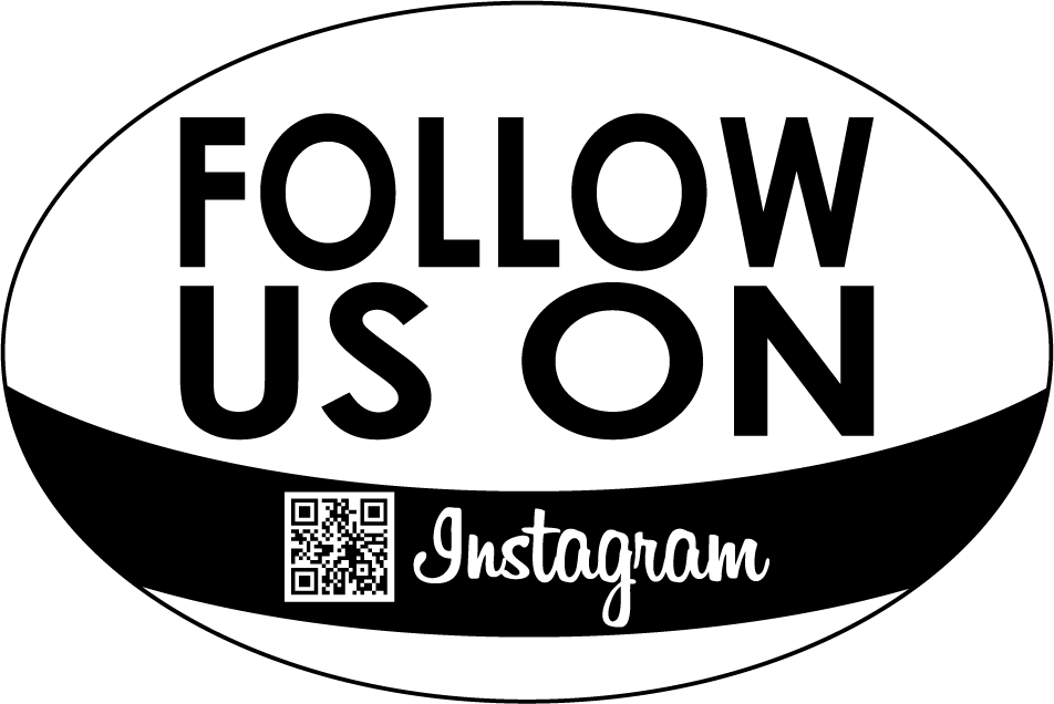 Instagram follow sticker with QR code and cursive Instagram wordmark