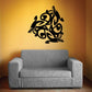 Abstract interlocking seal decal with ornate black pattern on wall surface