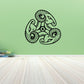 Interlocking ram head decal, ornate black line art