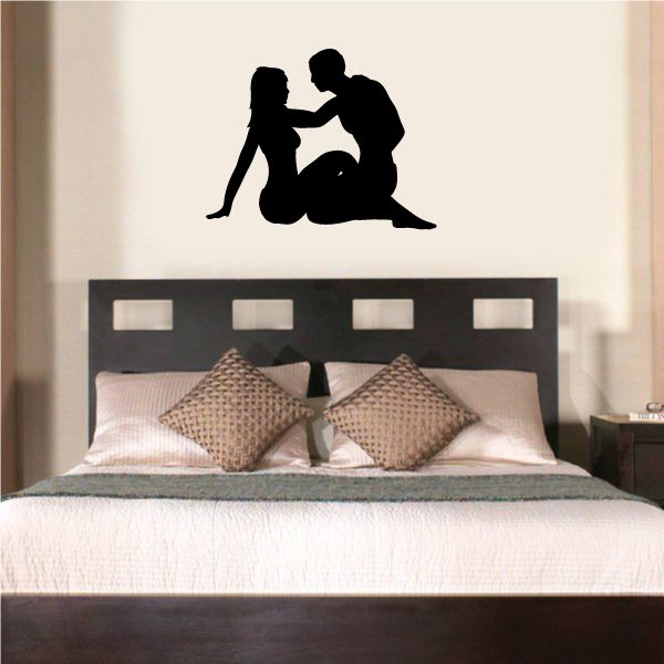 Couple sitting wall decal silhouette