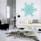 Large teal snowflake wall decal with intricate branching pattern