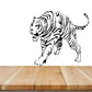 Tiger wall decal with black line-art walking tiger on white