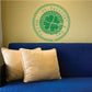 Round green St. Patrick's Day stamp die-cut decal with shamrock heart logo