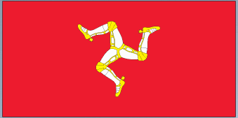 Isle of Man flag sticker with yellow triskelion on red background