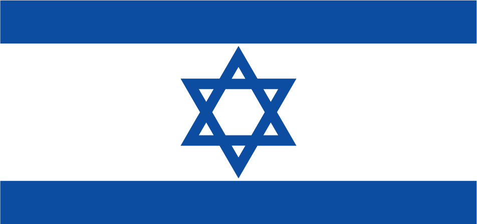 Israel flag sticker with blue star of David on light blue background