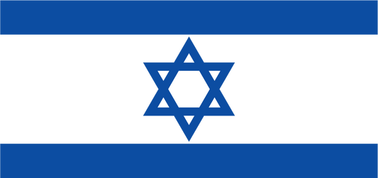 Israel flag sticker with blue star of David on light blue background