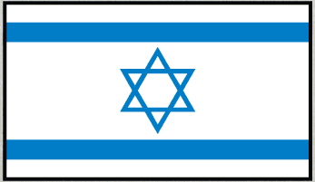 Israel flag sticker, rectangular white-blue stripes with blue Star of David center