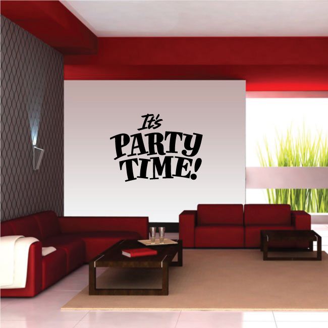 Party Time wall decal with “It’s PARTY TIME!” black lettering