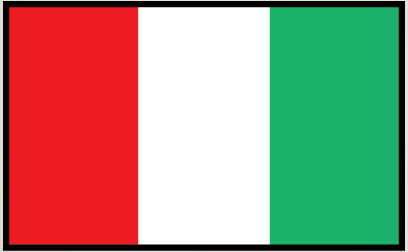 Italy flag sticker with vertical red, white, and green stripes in a rectangular border