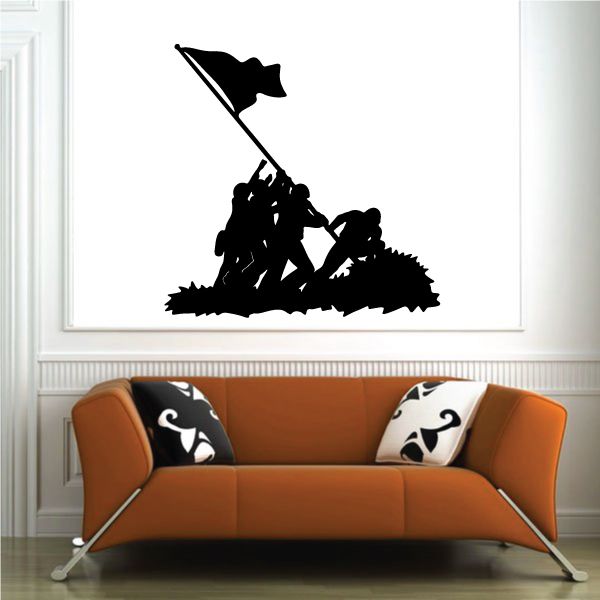 Black soldier with flag silhouette wall decal