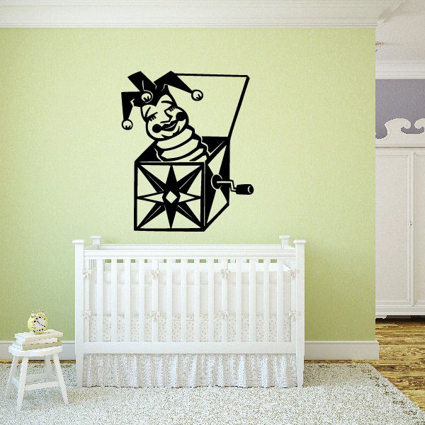 Black cartoon jack-in-the-box vinyl wall decal