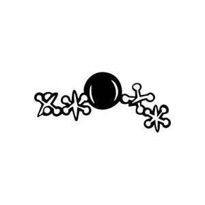 Toy car vinyl decal sticker with black circular cab and wheel-like arms