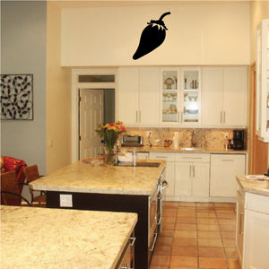 Black chili pepper wall decal with stem