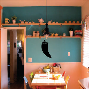 Jalapeno pepper wall decal, matte black chili shape