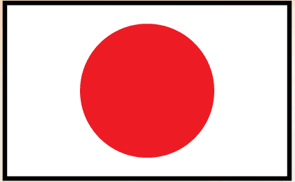 Japan flag sticker with red circle on white background