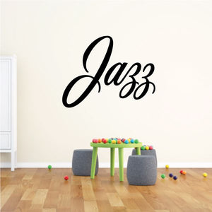 Jazz wall decal in black cursive script