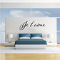 Wall decal with "Je t'aime" script lettering