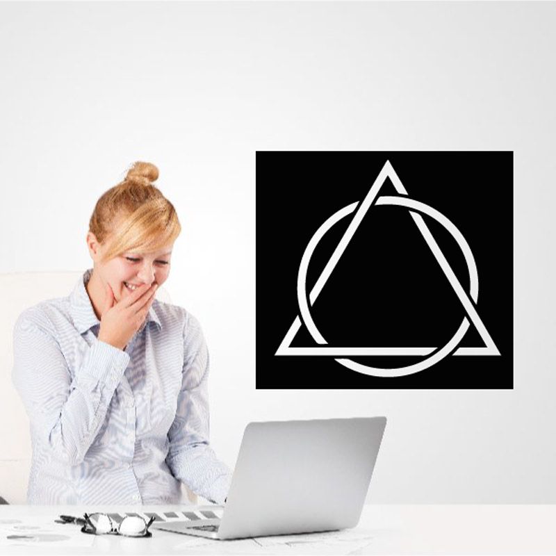 Jehovahs Witness decal: white triangle and circle symbol on black square