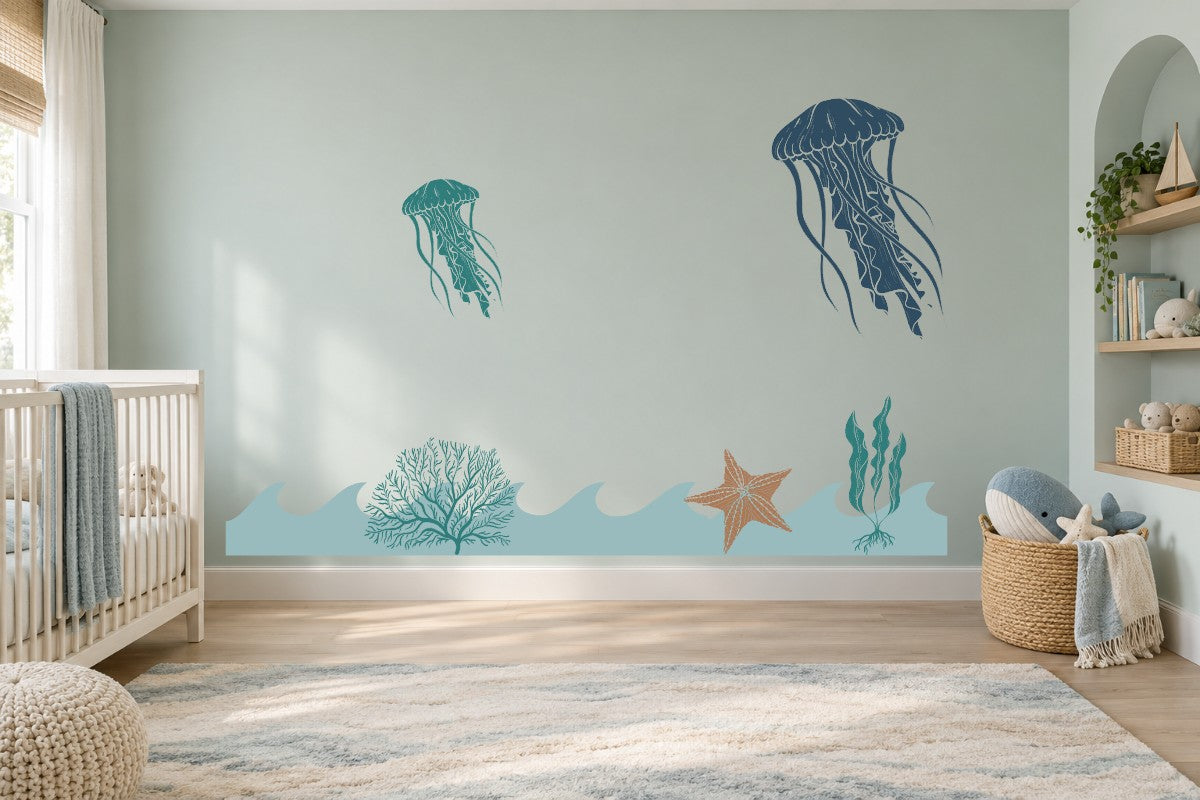 Jellyfish Blue Lagoon Wall Decal Kit