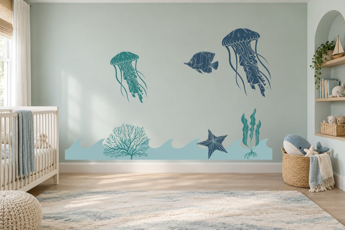 Jellyfish Drift Wall Decal Kit