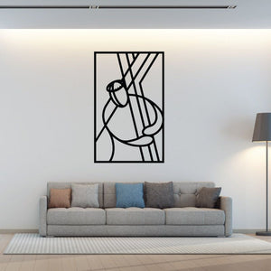 Black outline wall decal of Jesus bearing a cross in a square frame