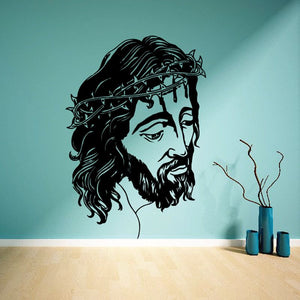 Jesus decal with crown of thorns, bearded face, and dripping blood