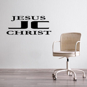 Jesus Christ wall decal with bold black letter text, stylized uppercase