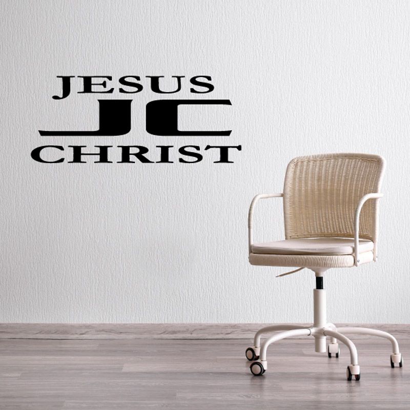 Jesus Christ wall decal with bold black letter text, stylized uppercase