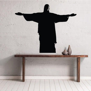 Jesus Christ the Redeemer decal with black silhouette figure, arms outstretched