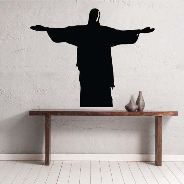 Jesus Christ the Redeemer decal with black silhouette figure, arms outstretched