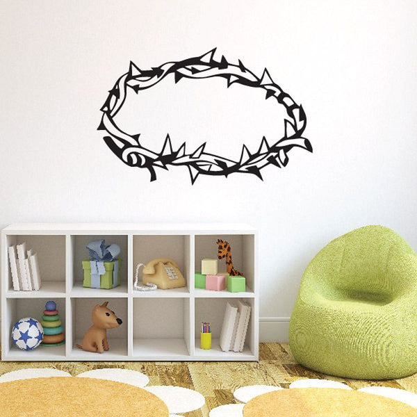 Crown of thorns decal, black thorn wreath ring design
