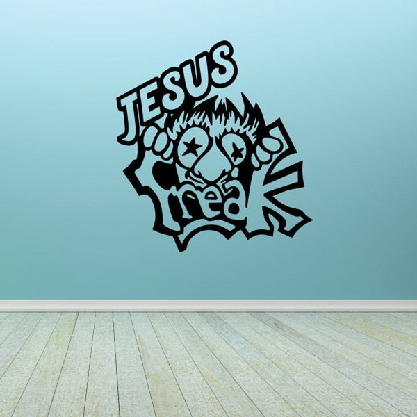 Jesus Freak star wall decal with bold black graphic and star-eyed face