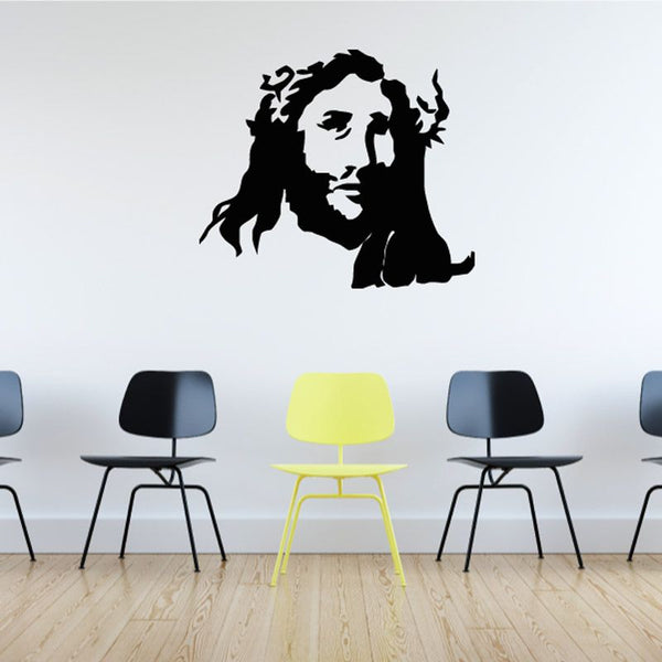Black Jesus looking-out silhouette wall decal