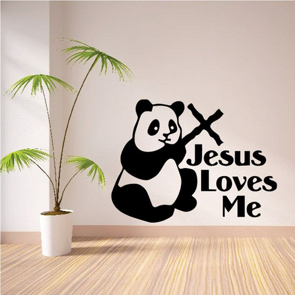 Panda decal reading Jesus Loves Me