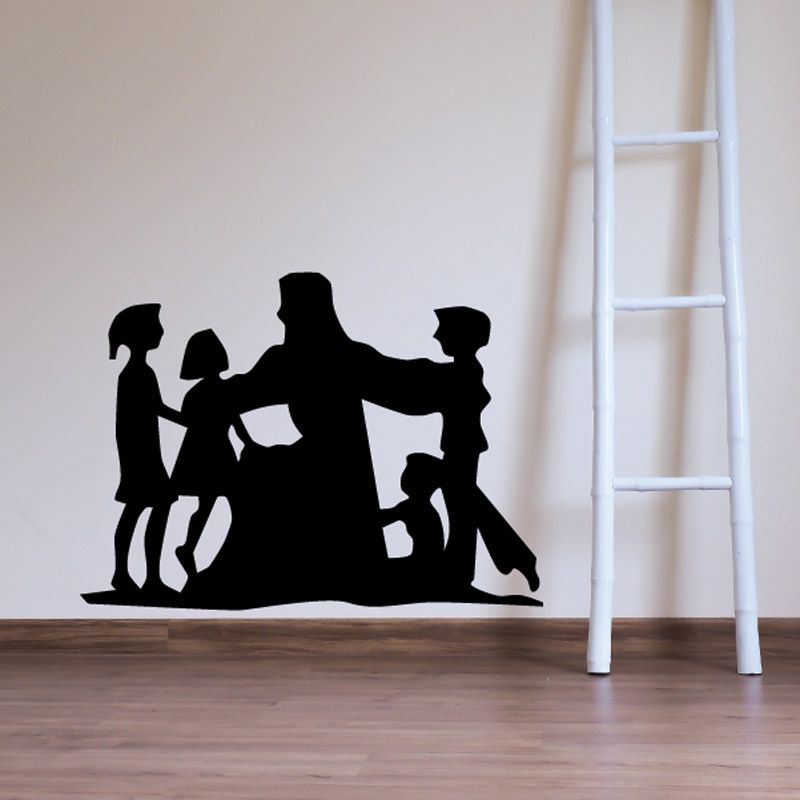 Image of Jesus praying with Children Decal