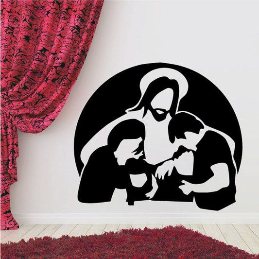 Image of Jesus Praying with others Decal