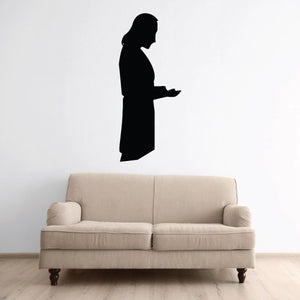Jesus reading wall decal, dark silhouette figure holding an open book