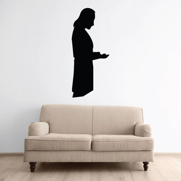 Jesus reading wall decal, dark silhouette figure holding an open book
