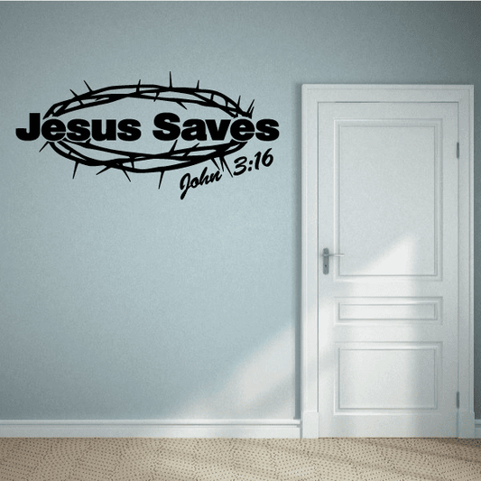 Image of Jesus Saves John 3:16 Crown Decal